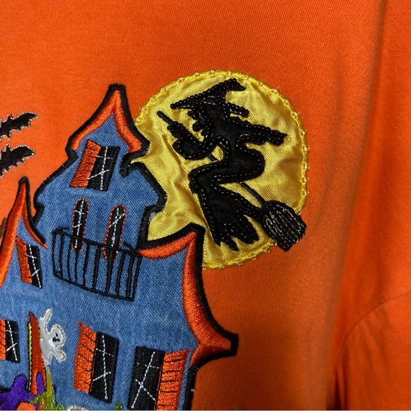 Women’s Halloween orange long sleeve top beaded appliqué extra large - Picture 6 of 6
